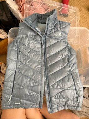 North Face 550 Down Vest Womens XS Aconcagua Puffer Insulated Blue Gray